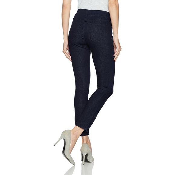 NYDJ Alina Skinny Dark Blue Pull On Ankle Cropped Slit Jeggings Size 14 - Picture 2 of 15